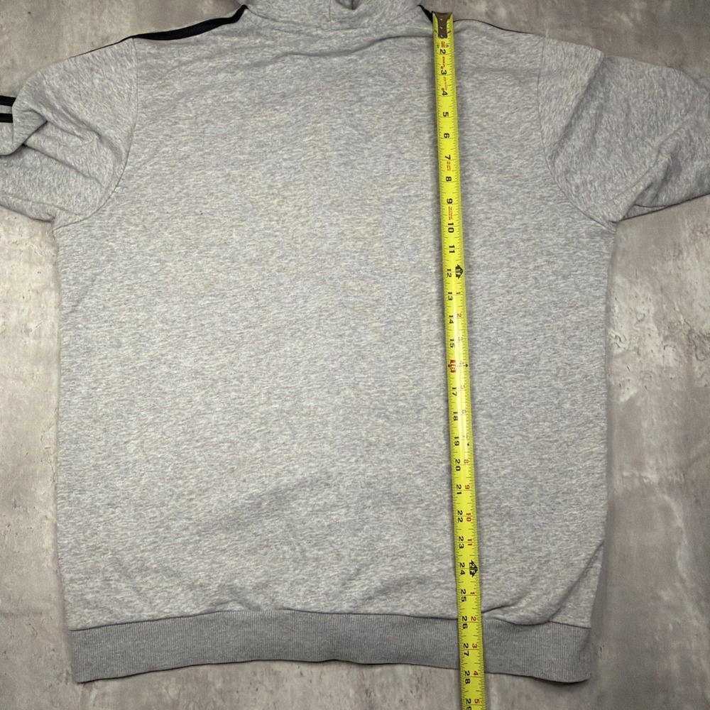 Adidas Hoodie Mens Large Gray Essentials 3 Stripes Full Zip Fleece Sweatshirt - Picture 7 of 7